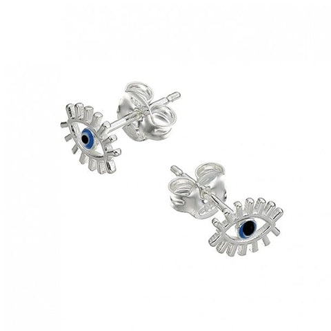 SILVER 925 BLUE ENAMELLED EYE EARRINGS (1 PAIR) SILVER 925 BLUE ENAMELLED EYE EARRINGS (1 PAIR)