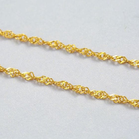 LIGHT GOLD PLATED (925-BT18-G) Silver 925, Water Wave Twisted Chain, 40cm Silver 925, Water Wave Twisted Chain, 40cm