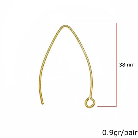 (SILVT-7992G) Silver 925 Earring Hook 38mm, Thickness 0,9mm (1 PAIR) (SILVT-7992G) Silver 925 Earring Hook 38mm, Thickness 0,9mm (1 PAIR)