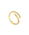18KT GOLD PLATED (925-BR04-G) Simple Duo Stagger 925 Sterling Silver Adjustable Ring Simple Duo Stagger 925 Sterling Silver Adjustable Ring