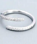 RHODIUM PLATED (925-BT04-R) Simple Duo Stagger 925 Sterling Silver Adjustable Ring Simple Duo Stagger 925 Sterling Silver Adjustable Ring