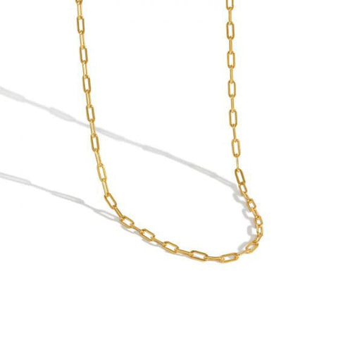 18KT GOLD PLATED Simple Geometry Hollow Chain 925 Sterling Silver Choker Necklace 40cm Simple Geometry Hollow Chain 925 Sterling Silver Choker Necklace 40cm
