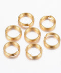 (SK5353) 304 Stainless Steel Split Key Rings, Ring, Golden 8MM (10 PCS) 304 Stainless Steel Split Key Rings, Ring, Golden Size: about 8mm diameter, 1.5mm thick, 6.5mm inner diameter.