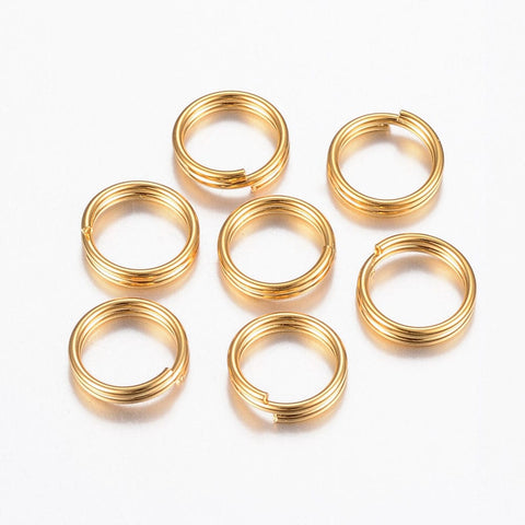 (SK5353) 304 Stainless Steel Split Key Rings, Ring, Golden 8MM (10 PCS) 304 Stainless Steel Split Key Rings, Ring, Golden Size: about 8mm diameter, 1.5mm thick, 6.5mm inner diameter.