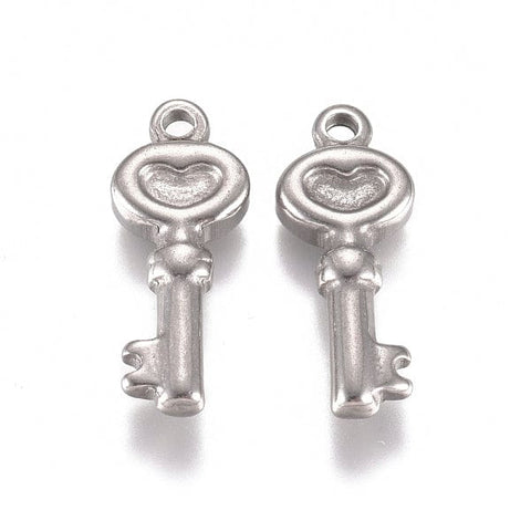 (SK7028A) 304 Stainless Steel Pendants, Heart Key, 20X8MM (2 PCS) (SK7028A) 304 Stainless Steel Pendants, Heart Key, 20X8MM (2 PCS)