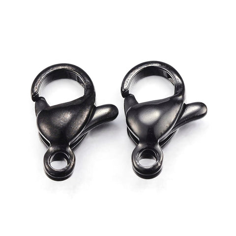 (SL4760) 304 Stainless Steel Lobster Claw Clasps, Electrophoresis Black 10mm (4 PCS) (SL4760) 304 Stainless Steel Lobster Claw Clasps, Electrophoresis Black 10mm (4 PCS)