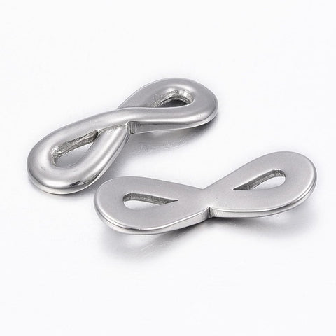 (SL4768) 304 Stainless Steel Links, Infinity, 28mm long (2 PCS) 304 Stainless Steel Links, Infinity, Stainless Steel Color Size: about 28mm long, 11mm wide, 2mm thick, hole: 5x3mm