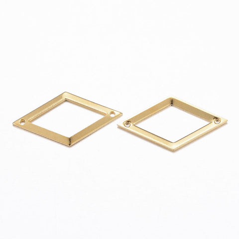 (SL5033) 304 Stainless Steel Links, Rhombus, Golden 24MM (4 PCS) 304 Stainless Steel Links, Rhombus, Golden Size: about 24mm long, 12.5mm wide, 0.8mm thick, hole: 1mm.