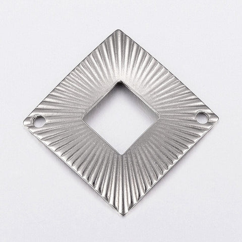 (SL5246) 304 Stainless Steel Links, Rhombus, Stainless Steel 35MM (2 PCS) 304 Stainless Steel Links, Rhombus, Stainless Steel Color Size: about 35mm wide, 35mm long, 2mm thick, hole: 2mm.