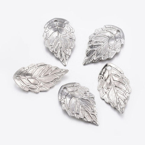 (SL5325) 304 Stainless Steel Pendants, Leaf, 304 Stainless Steel 17MM (8 PCS) 304 Stainless Steel Pendants, Leaf, 304 Stainless Steel Color Size: about 10mm wide, 17.5mm long, 0.5mm thick, hole: 1mm