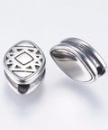 (SL6014) 304 Stainless Steel Beads, Grooved Oval, Antique Silver Size: 12.5mm 304 Stainless Steel Beads, Grooved Oval, Antique Silver Size: about 8mm wide, 12.5mm long, 4.5mm thick, hole: 1.5mm.