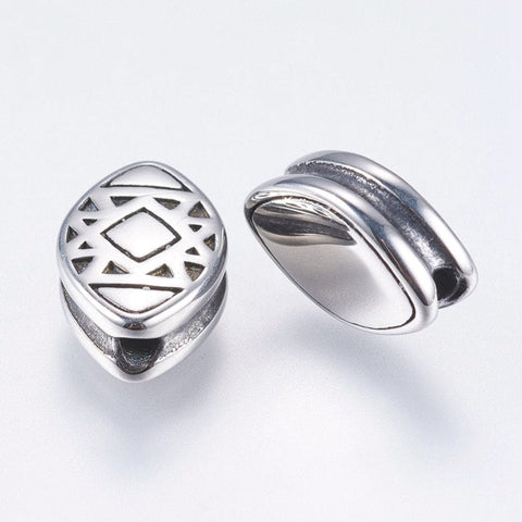 (SL6014) 304 Stainless Steel Beads, Grooved Oval, Antique Silver Size: 12.5mm 304 Stainless Steel Beads, Grooved Oval, Antique Silver Size: about 8mm wide, 12.5mm long, 4.5mm thick, hole: 1.5mm.