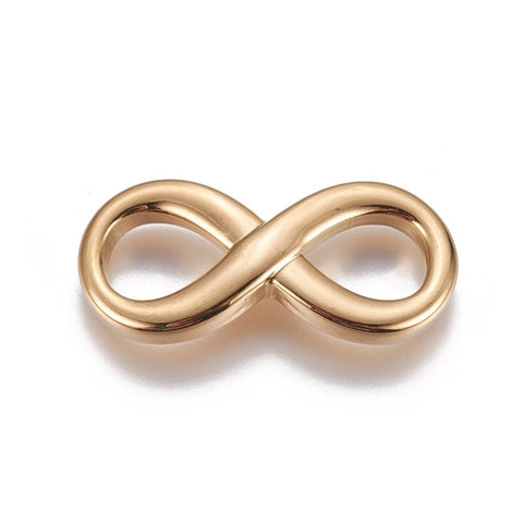 (SL6067) 304 Stainless Steel Links, Infinity, Golden  18mm wide, 39.5mm long (2 PCS) 304 Stainless Steel Links, Infinity, Golden Size: about 18mm wide, 39.5mm long, 6mm thick.