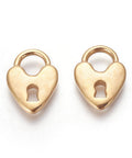 (SL6900A) 304 Stainless Steel , Heart Lock, Golden13.5mm wide,  (2 PCS) (SL6900A) 304 Stainless Steel , Heart Lock, Golden13.5mm wide,  (2 PCS)
