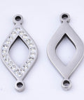 (SL6942B) 304 Stainless Steel Links/Connectors, with Rhinestone, Rhombus, Stainless Steel Color, Crystal 24X11MM (2 PCS) (SL6942B) 304 Stainless Steel Links/Connectors, with Rhinestone, Rhombus, Stainless Steel Color, Crystal 24X11MM (2 PCS)