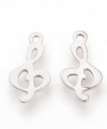 (SM4712) 304 Stainless Steel Pendants, Musical Note, Stainless Steel Color (10 PCS) 304 Stainless Steel Pendants, Musical Note, Stainless Steel Color