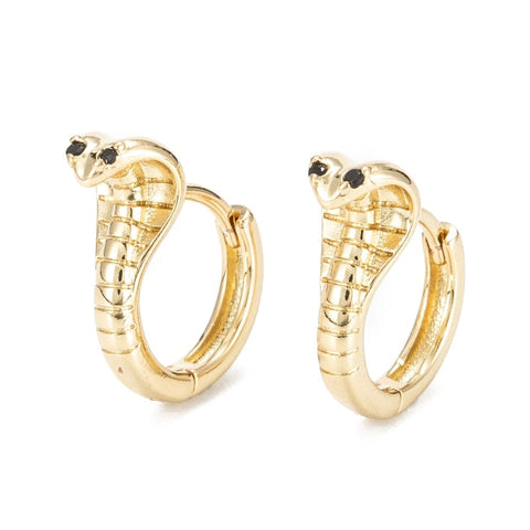 Snake Zirconia Hoop Brass Micro Pave Earrings, Real 18K Gold Plated, 15x13x6m Snake Zirconia Hoop Brass Micro Pave Earrings, Real 18K Gold Plated, 15x13x6m