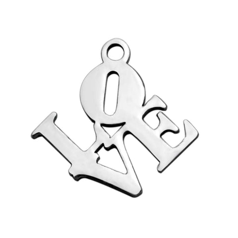 (SP4638) 304 Stainless Steel Pendants, Word Love (2 PCS) ​​304 Stainless Steel Pendants, Word Love