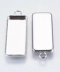 (SP5533) 304 Stainless Steel Pendant Cabochon Settings, Rectangle, Stainless Steel 30MM 304 Stainless Steel Pendant Cabochon Settings, Rectangle, Stainless Steel Color Size: about 11mm wide, 30mm long, 2mm thick, hole: 2mm; tray: 10x25mm.