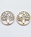 (SP5557B) 316 Stainless Steel Tree of Life, Clear, Rose Gold Size: about 15mm in diameter, (2 PCS) 316 Stainless Steel Micro Pave Cubic Zirconia Links, Tree of Life, Clear, Rose Gold Size: about 15mm in diameter, 2mm thick, hole: 1mm.