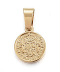 (SP5558) 304 Stainless Steel Coin Pendants, Hispan Et Ind Rex Coin, Golden 14MM (2 PCS) 304 Stainless Steel Coin Pendants, Hispan Et Ind Rex Coin, Golden Size: about 11mm wide, 14mm long, 2mm thick, hole: 5x7mm.
