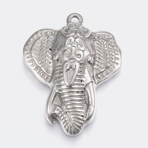 (SP5577) 304 Stainless Steel Pendants, Elephant, Stainless Steel 38MM (1 PC) 304 Stainless Steel Pendants, Elephant, Stainless Steel Color Size: about 38mm long, 30mm wide, 9.5mm thick, hole: 2.5mm.