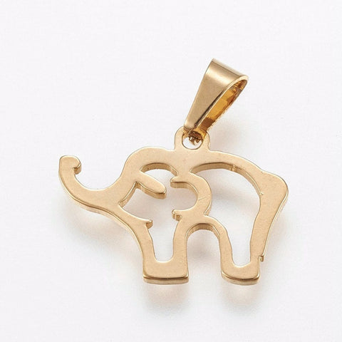 (SP5578) 304 Stainless Steel Charms, Elephant, Golden 18MM 04 Stainless Steel Charms, Elephant, Golden Size: about 13mm long, 18mm wide, 1mm thick, hole: 6x3mm.