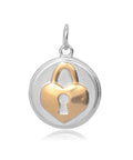 (SP5871) 316 Stainless Steel Pendants, Flat Round, with Heart Lock, 29mm long 316 Stainless Steel Pendants, Flat Round, with Heart Lock, Golden & Stainless Steel Color Size: about 29mm long, 19mm wide, 4mm thick, hole: 5mm.