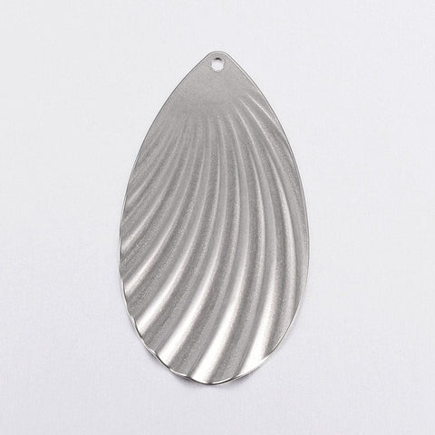 (SP6034) 304 Stainless Steel Pendants, Drop, Stainless Steel Color Size: about 24.5mm wide, 45mm (2 PCS) 304 Stainless Steel Pendants, Drop, Stainless Steel Color Size: about 24.5mm wide, 45mm long, 1mm thick, hole: 1.2mm.