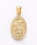 (SP6101A) 304 Stainless Steel Pendants, Oval with Saint , Golden  23mm long, 14mm wide, (2 PCS) (SP6101A) 304 Stainless Steel Pendants, Oval with Saint , Golden  23mm long, 14mm wide, (2 PCS)
