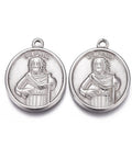 (SP6103A) 304 Stainless Steel Pendants, Flat Round with Saint  20mm wide, 25mm long (2 PCS) 304 Stainless Steel Pendants, Flat Round with Saint Paul's, Stainless Steel Color Size: about 20mm wide, 25mm long, 2.5mm thick, hole: 2mm.