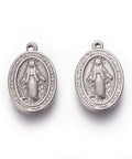 (SP6104A) 304 Stainless Steel Charms, Oval with Saint, Antique Silver 13mm long, 8.5mm wide, (4 PCS) 304 Stainless Steel Charms, Oval with Saint, Antique Silver Size: about 13mm long, 8.5mm wide, 1.6~1.8mm thick, hole: 0.8mm.