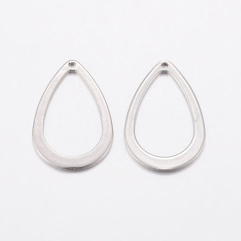 (SP6430A) 304 Stainless Steel Pendants, Drop, 11mm wide, 17mm long, (20 PCS) 304 Stainless Steel Pendants, Drop, Stainless Steel Color  Size: about 11mm wide, 17mm long, 0.8mm thick, hole: 0.8mm.