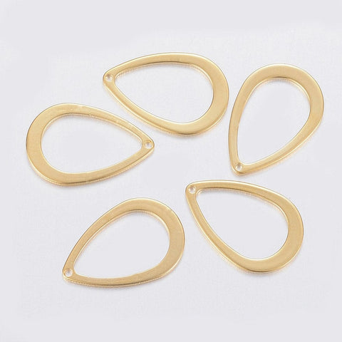 (SP6451A) 304 Stainless Steel Pendants, Drop, Golden 11x17mm  (10 PCS) 304 Stainless Steel Pendants, Drop, Golden Size: about 11mm wide, 17mm long, 0.8mm thick, hole: 0.8mm.