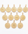(SP7411-ALL) 304 Stainless Steel Pendant  Flat Round Zodiac Sign, Golden 29mm  (1 PC) (SP7411-ALL) 304 Stainless Steel Pendant  Flat Round Zodiac Sign, Golden 29mm  (1 PC)