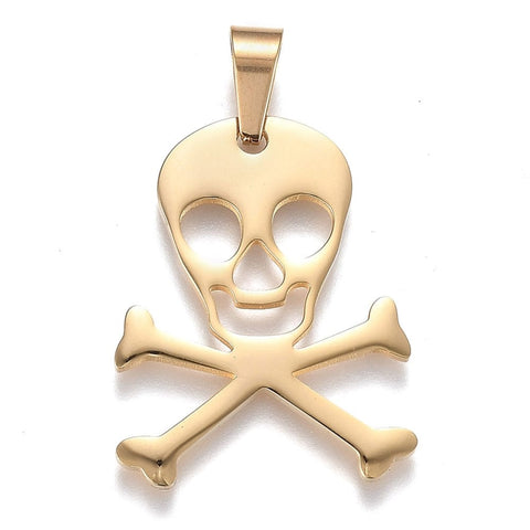 (SP7547G) Halloween 304 Stainless Steel Pendants, Skull, Golden 27x35mm (2 PCS) (SP7547G) Halloween 304 Stainless Steel Pendants, Skull, Golden 27x35mm (2 PCS)
