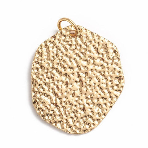 (SP8032-09G) 304 Stainless Steel Hammered, Golden Size: about 32.5mm (2 PCS) (SP8032-09G) 304 Stainless Steel Hammered, Golden Size: about 32.5mm (2 PCS)