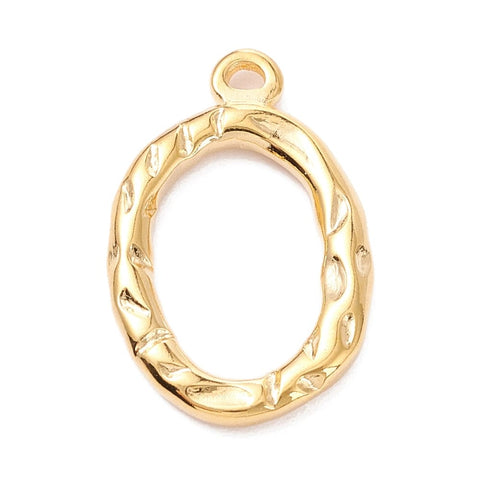 (SP8359-G) Vacuum Plating 304 Stainless Steel, Hammered Oval, Golden 14x21mm (2 PCS) (SP8359-G) Vacuum Plating 304 Stainless Steel, Hammered Oval, Golden 14x21mm (2 PCS)