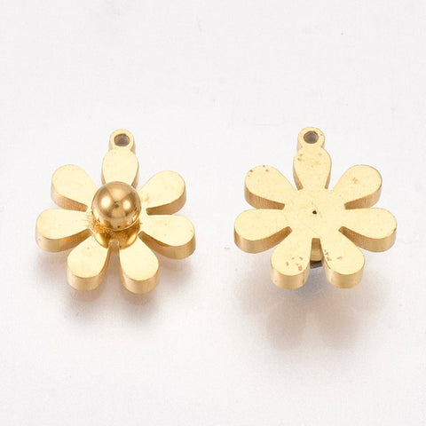 (SP8377-26B) Ion Plating(IP) 304 Stainless Steel Charms, Flower, Golden 11mm (2 PCS) (SP8377-26B) Ion Plating(IP) 304 Stainless Steel Charms, Flower, Golden 11mm (2 PCS)