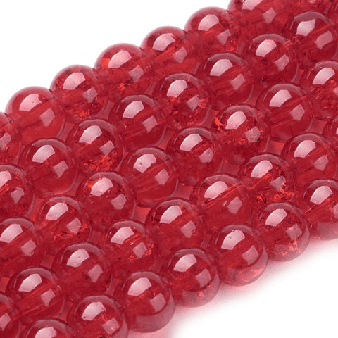 RED Spray Painted Crackle Glass Beads, 6mm Spray Painted Crackle Glass Beads, 6mm