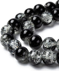 BLACK Spray Painted Crackle Glass Beads, Round, Two Tone, 8mm Spray Painted Crackle Glass Beads, Round, Two Tone, 8mm