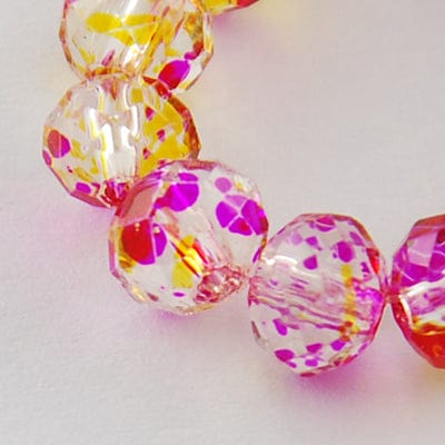 DEEP PINK Spray Painted Glass Bead Strands, Faceted, Rondelle, 8x6mm Spray Painted Glass Bead Strands, Faceted, Rondelle, 8x6mm