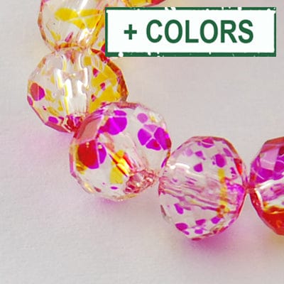 DEEP PINK Spray Painted Glass Bead Strands, Faceted, Rondelle, 8x6mm Spray Painted Glass Bead Strands, Faceted, Rondelle, 8x6mm