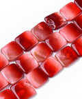 RED Spray Painted Square Freshwater Shell Beads, 14.5~15.5mm Spray Painted Square Freshwater Shell Beads, 14.5~15.5mm
