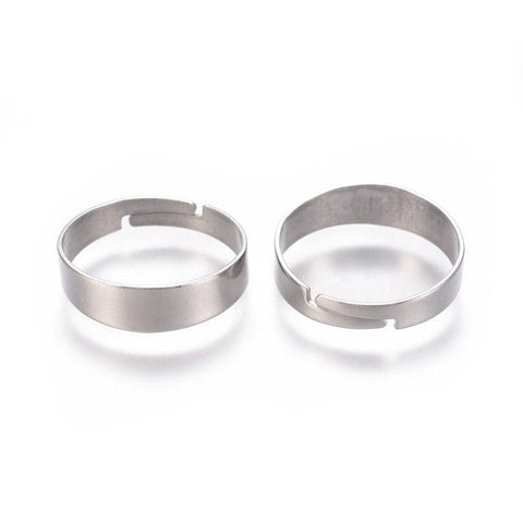 (SR6369A) 304 Stainless Steel Finger Ring Settings, Adjustable Ring,  Size: about 17mm (5 PCS) 304 Stainless Steel Finger Ring Settings, Adjustable Ring, Stainless Steel Color Size: about 17mm inner diameter, 3.5~5.5mm wide.