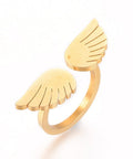 (SR7902G) 304 Stainless Steel Finger Rings, Wing, Golden 17mm (1 PC) (SR7902G) 304 Stainless Steel Finger Rings, Wing, Golden 17mm (1 PC)
