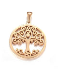 (ST5820B) 304 Stainless Steel Pendants, Tree of Life, Golden 25mm (1 PC) 304 Stainless Steel Pendants, Flat Round with Tree of Life, Golden Size: about 25mm wide, 27.5mm long, 2mm thick, hole: 7x3mm.