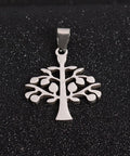 (ST5822) Tree of Life 304 Stainless Steel Pendants, about 26mm wide Tree of Life 304 Stainless Steel Pendants, Stainless Steel Color Size: about 26mm wide, 30mm long, 1.5mm thick, hole: 4x9mm.