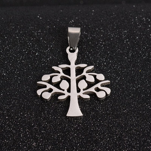 (ST5822) Tree of Life 304 Stainless Steel Pendants, about 26mm wide Tree of Life 304 Stainless Steel Pendants, Stainless Steel Color Size: about 26mm wide, 30mm long, 1.5mm thick, hole: 4x9mm.