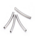 (ST6008) 304 Stainless Steel Tube Beads, Curved Tube, Size: about 20mm (4 PIECES) 304 Stainless Steel Tube Beads, Curved Tube, Stainless Steel Color Size: about 20mm long, 2mm in diameter, hole: 1.4mm